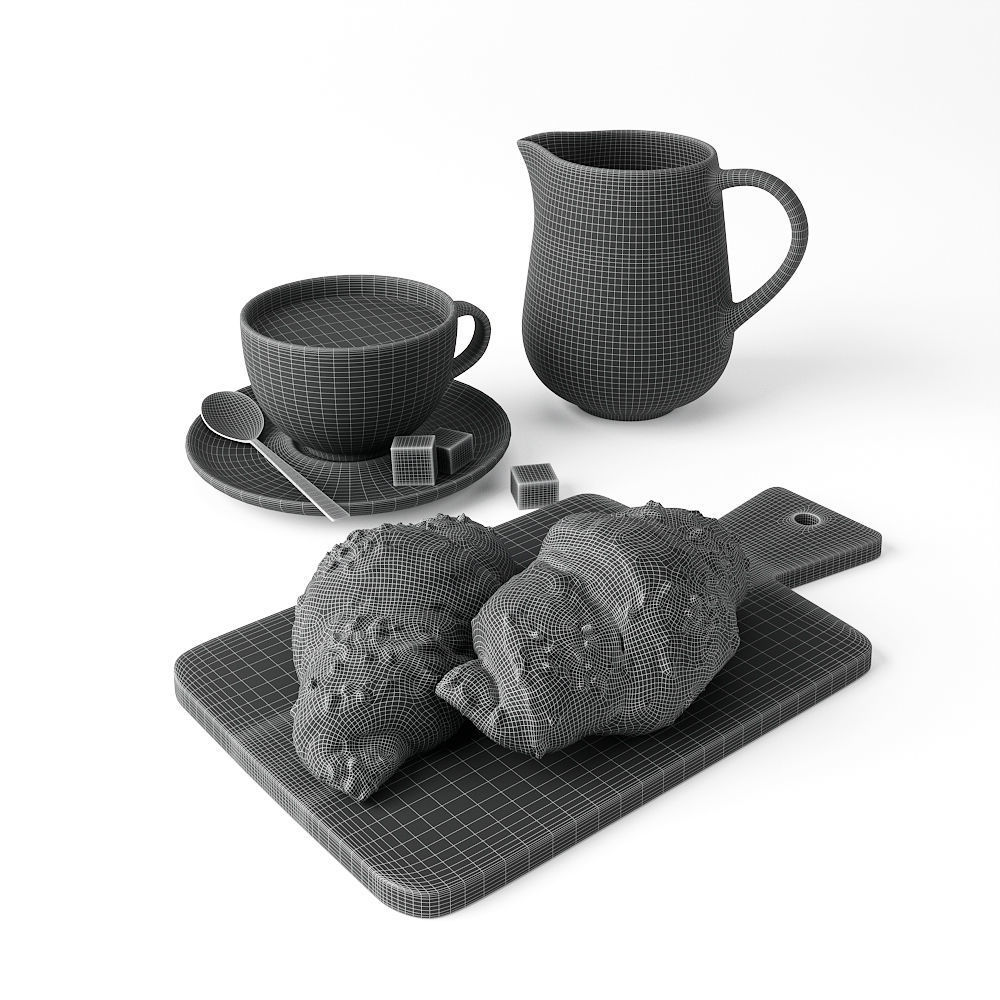 Decor Set Chocolate Croissant 3D model_6
