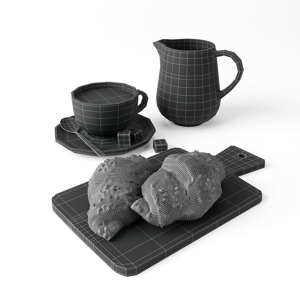 Decor Set Chocolate Croissant 3D model_5
