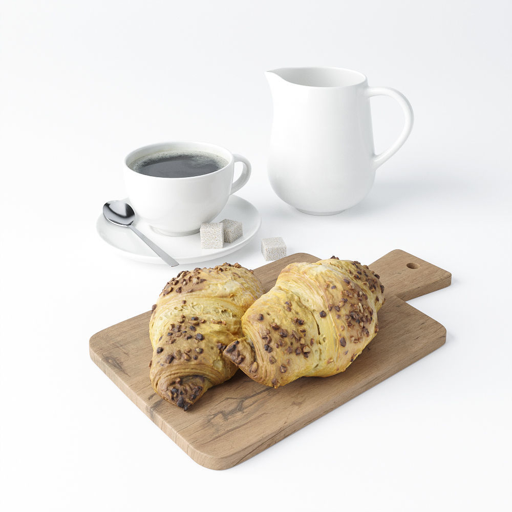 Decor Set Chocolate Croissant 3D model_4
