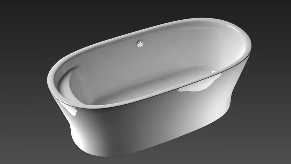 Bathroom oval bathtub 3D model_0