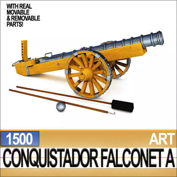 Conquistador Cannon Falconet A 1500 3D model_0