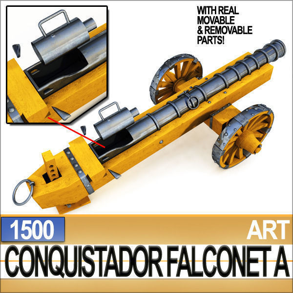 Conquistador Cannon Falconet A 1500 3D model_6