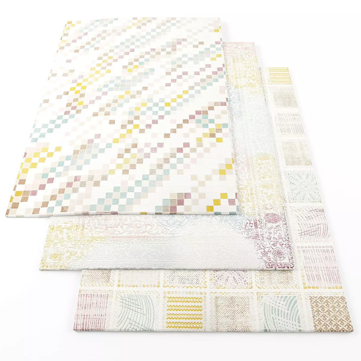 Monogram rugs Low-poly 3D model_0