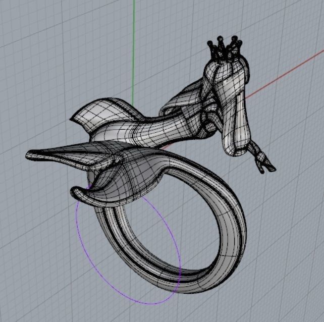 Princess Mermaid ring without stones 16 size 3D print model_1