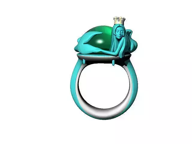 Princess Mermaid Ring 15 size  with cabashoun cut stone 14x14mm