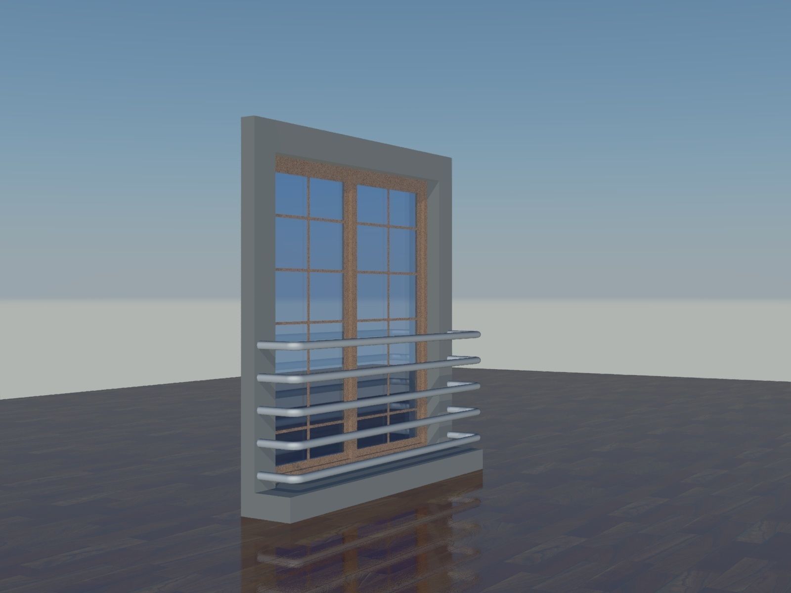 french window Free 3D model_1