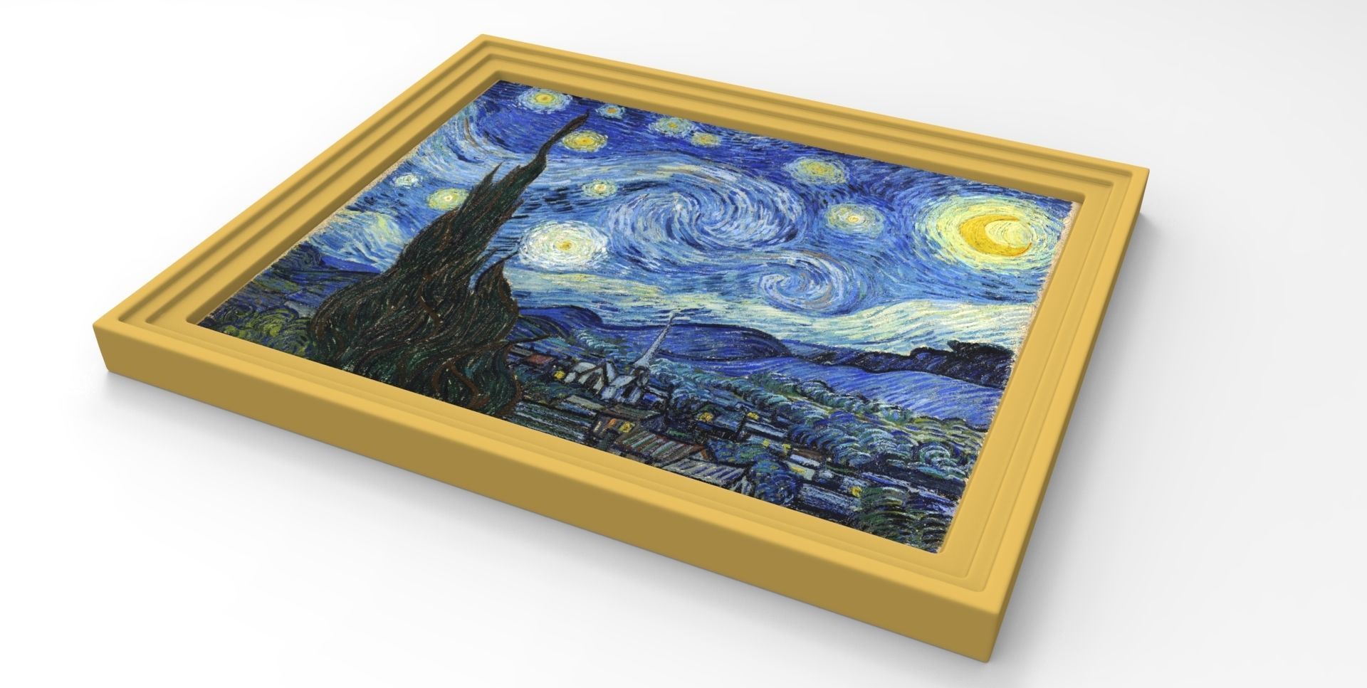 Starry Night painting by Vincent Van Gogh for 3D printing 3D print model_5
