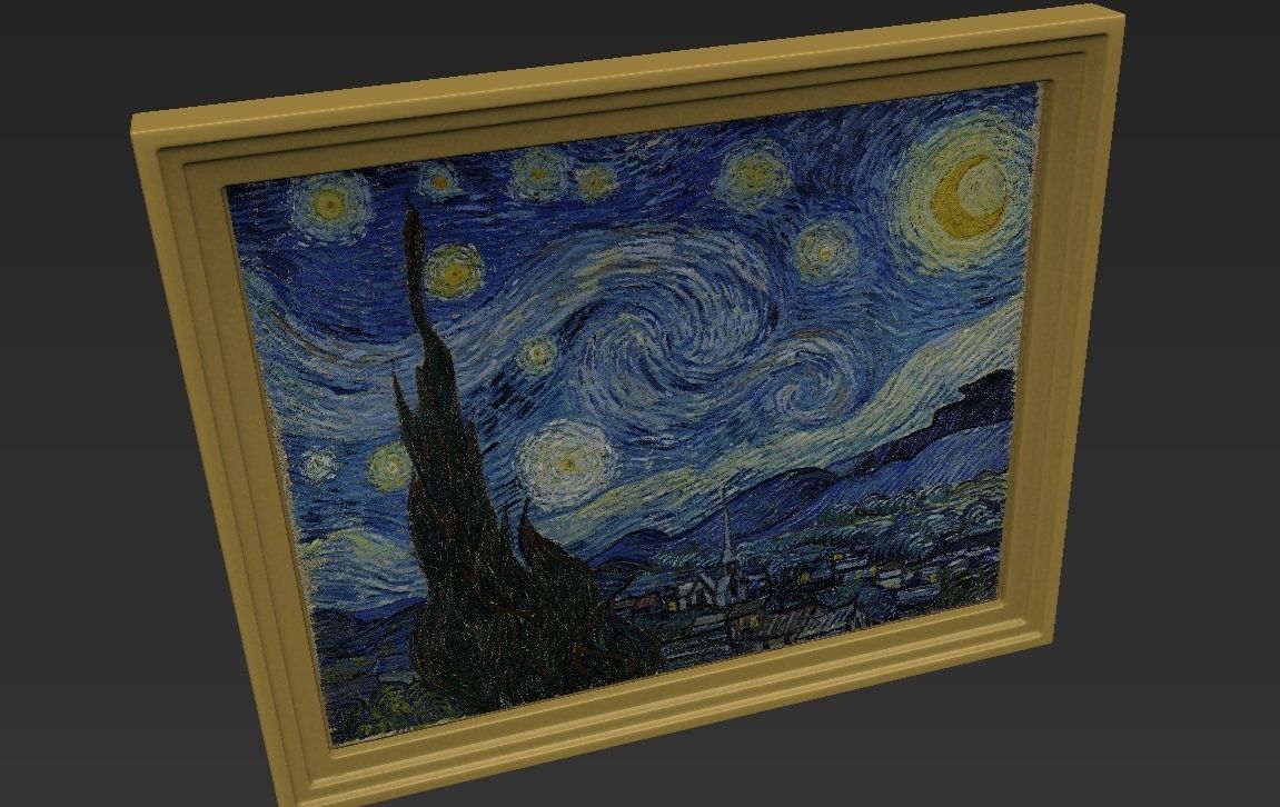 Starry Night painting by Vincent Van Gogh for 3D printing 3D print model_10