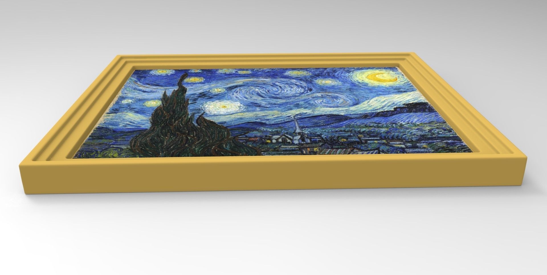 Starry Night painting by Vincent Van Gogh for 3D printing 3D print model_2