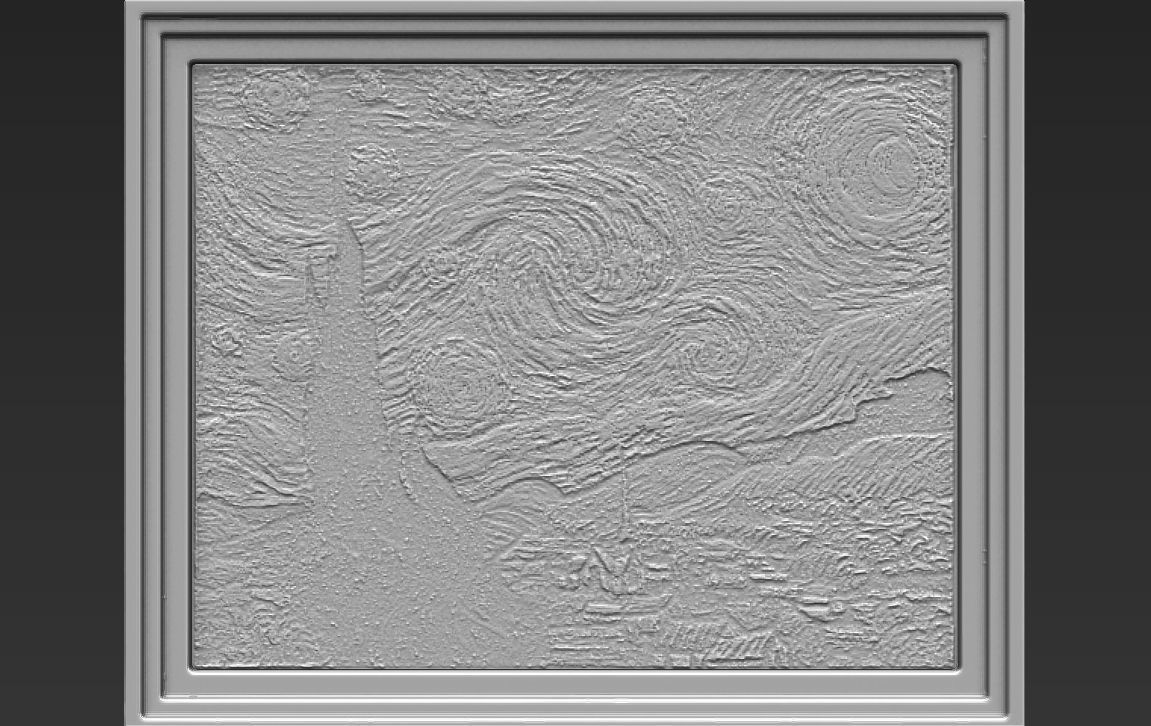 Starry Night painting by Vincent Van Gogh for 3D printing 3D print model_17