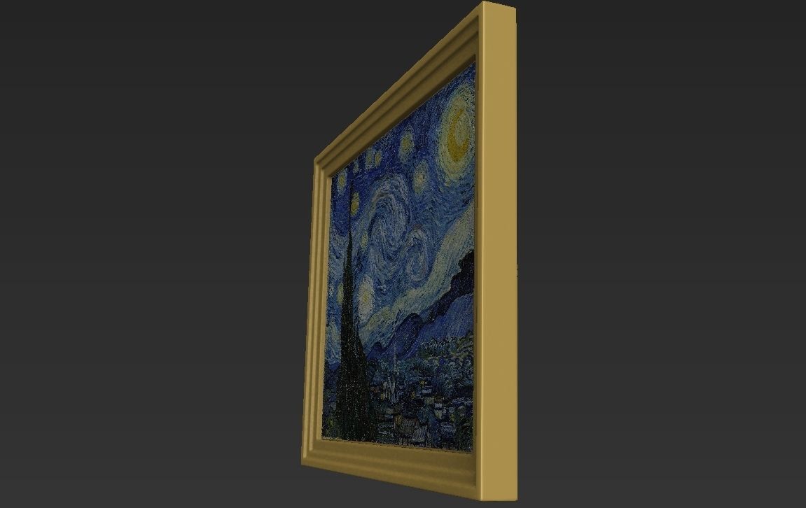 Starry Night painting by Vincent Van Gogh for 3D printing 3D print model_14