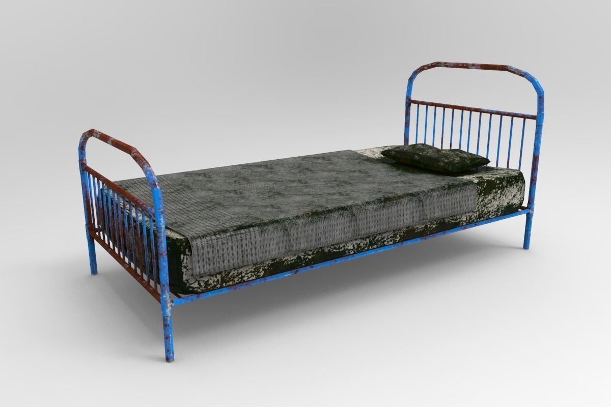 Old Bed with Mold 3D model_4