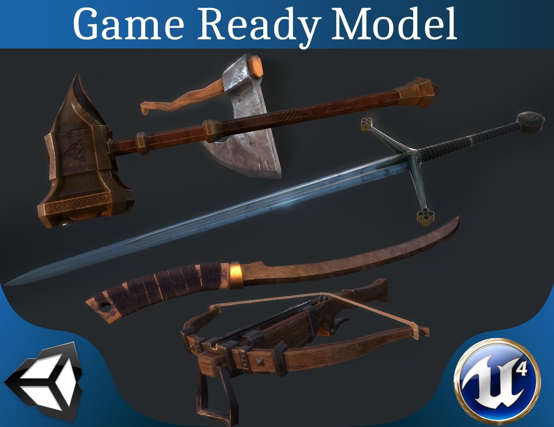 Weapon collection Low-poly 3D model_19