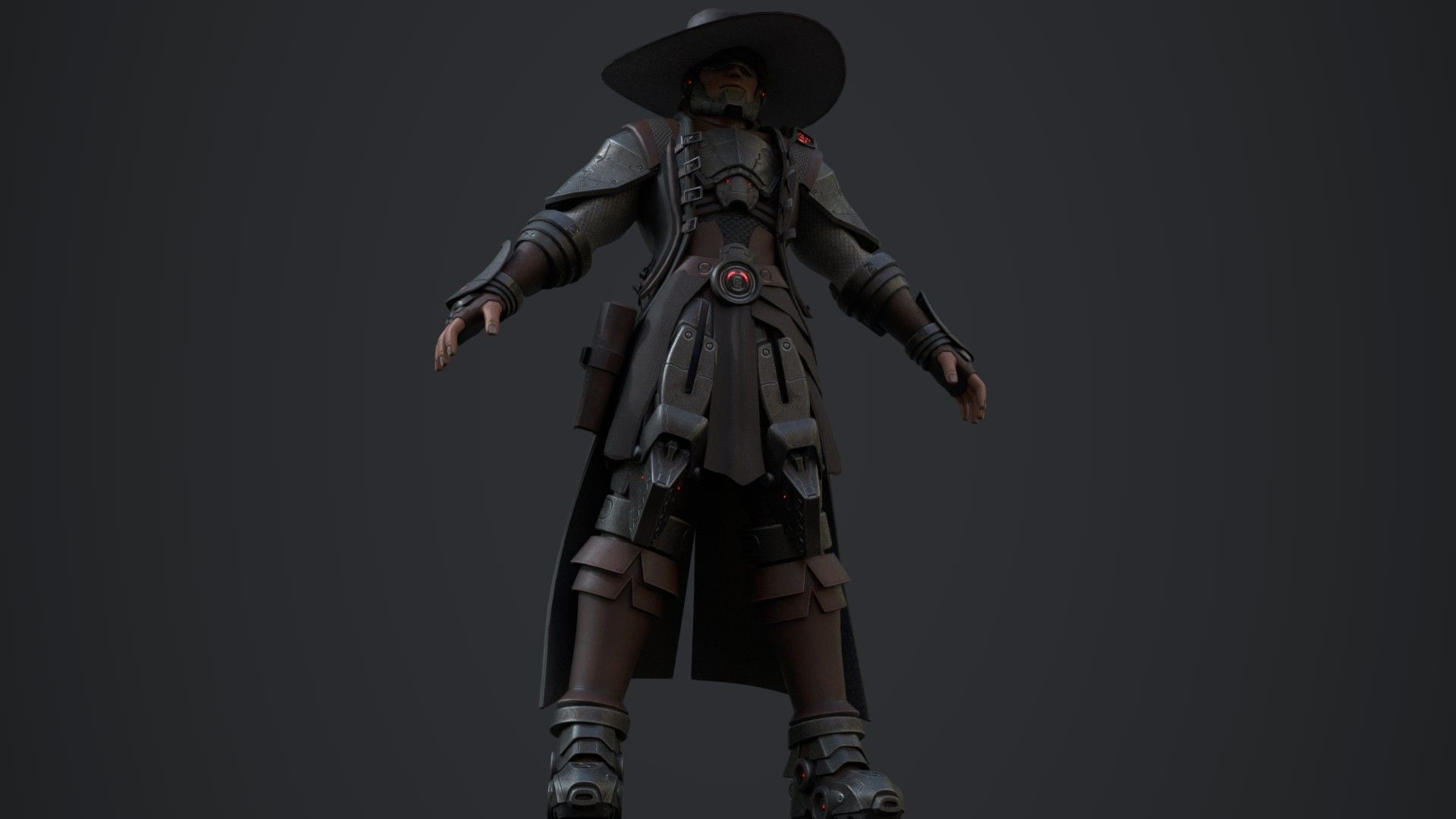 Cowboy character in outfit Low-poly 3D model_2