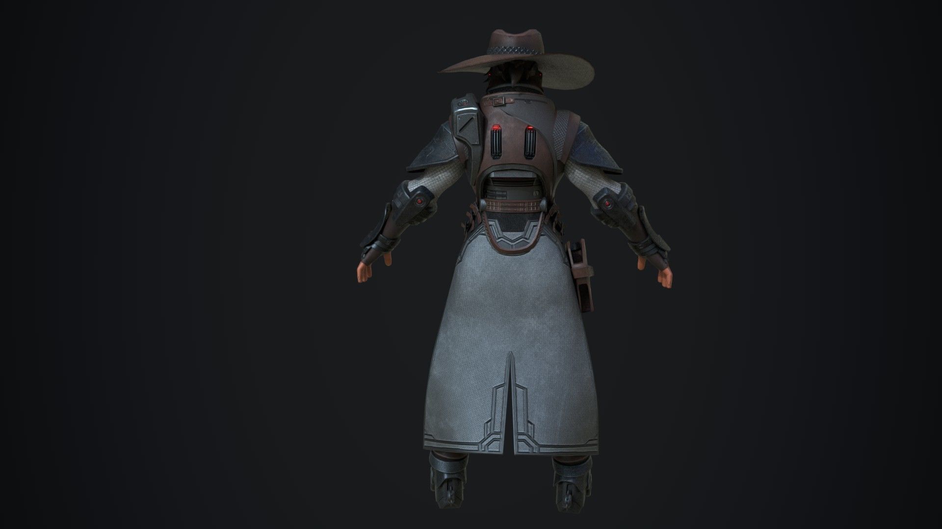 Cowboy character in outfit Low-poly 3D model_1
