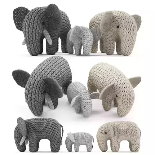 Knitted Elephants Toys 3D model