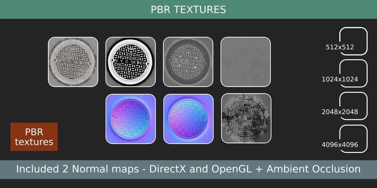 New York City sewer lid Low-poly 3D model_3