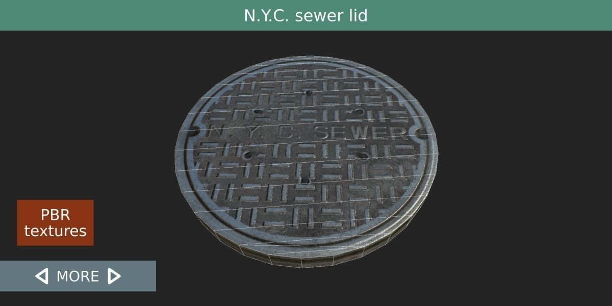 New York City sewer lid Low-poly 3D model_6