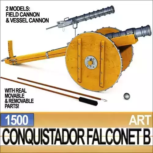 Conquistador Cannon Falconet B 1500 3D model