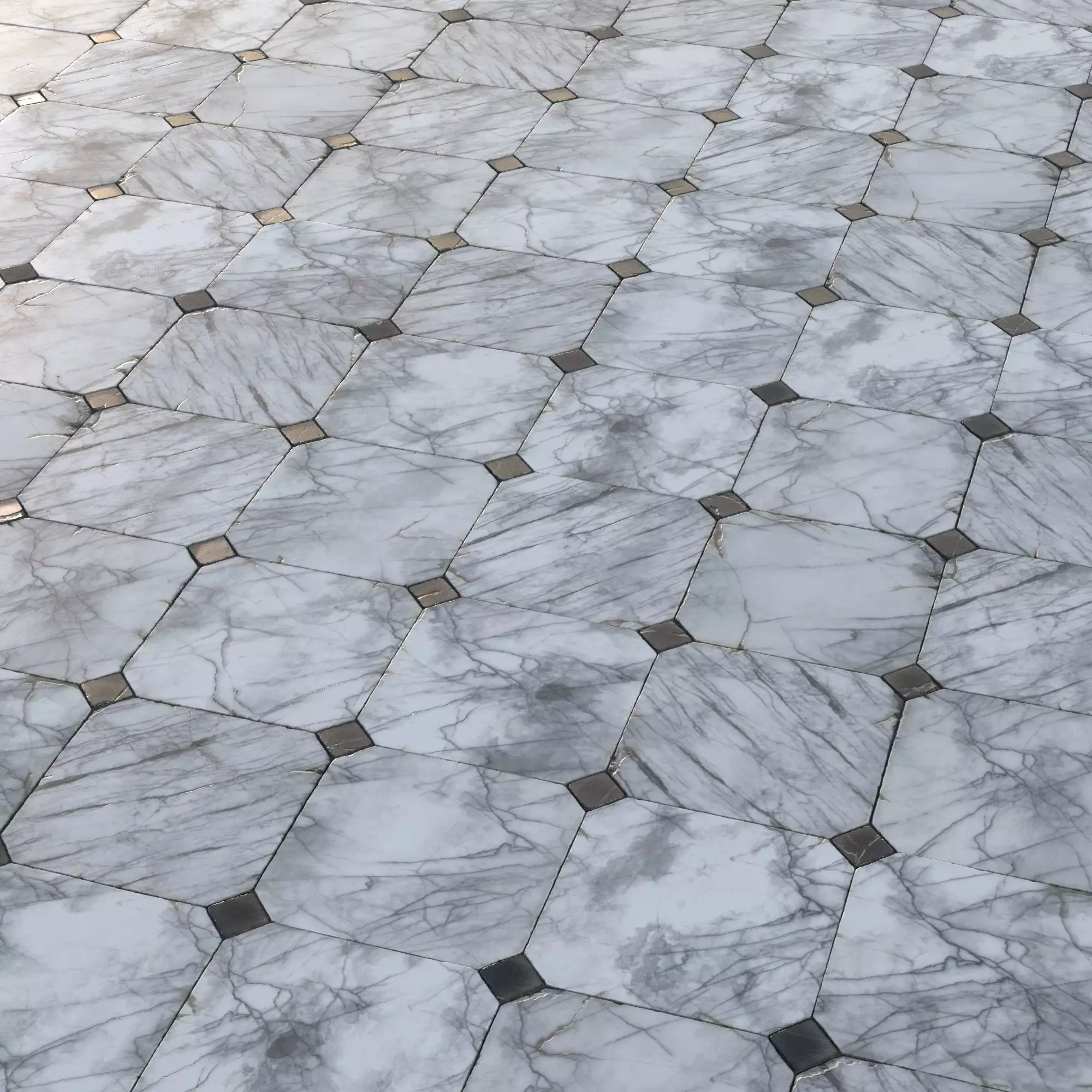 Aged marble tiles PBR Material Texture_0
