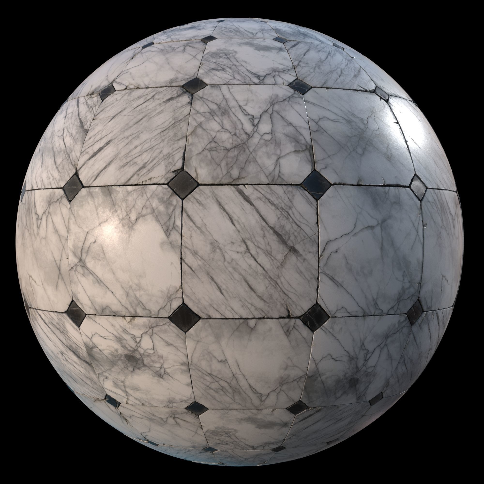 Aged marble tiles PBR Material Texture_1