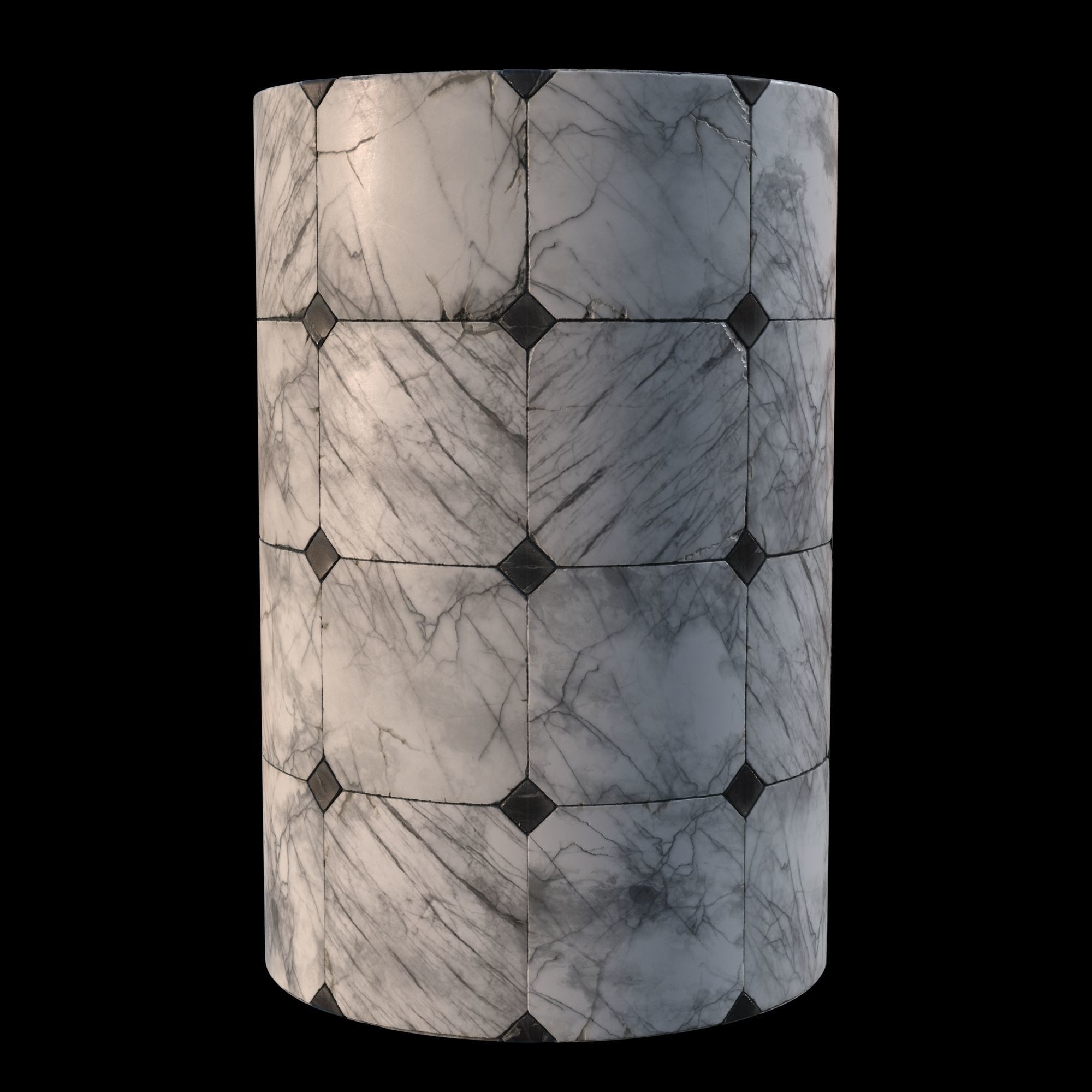 Aged marble tiles PBR Material Texture_2