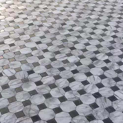 Black and white aged marble tiles PBR Material