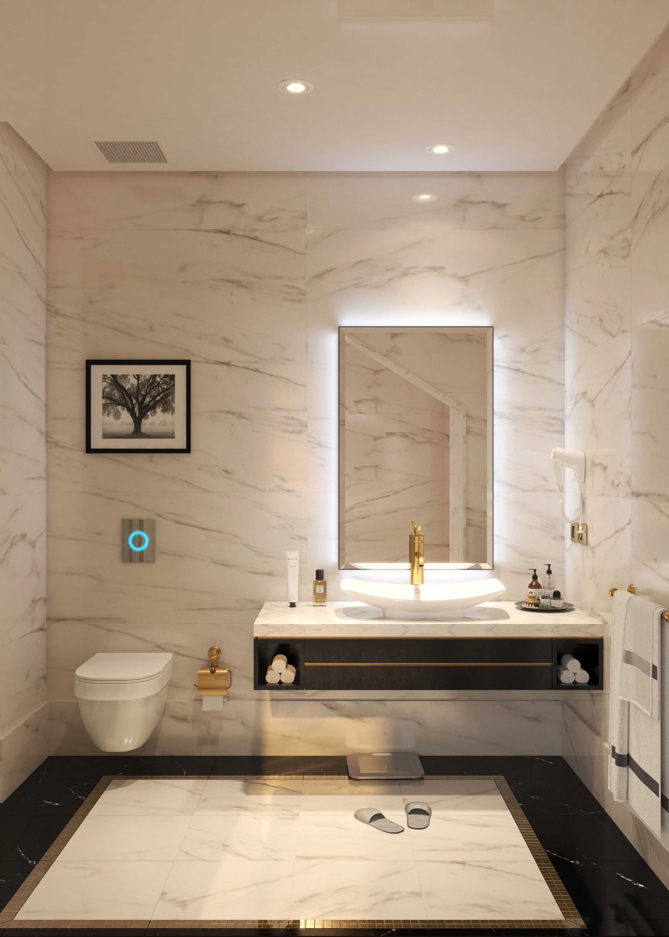 Two Modern Hotel Bathroom Low-poly 3D model_2