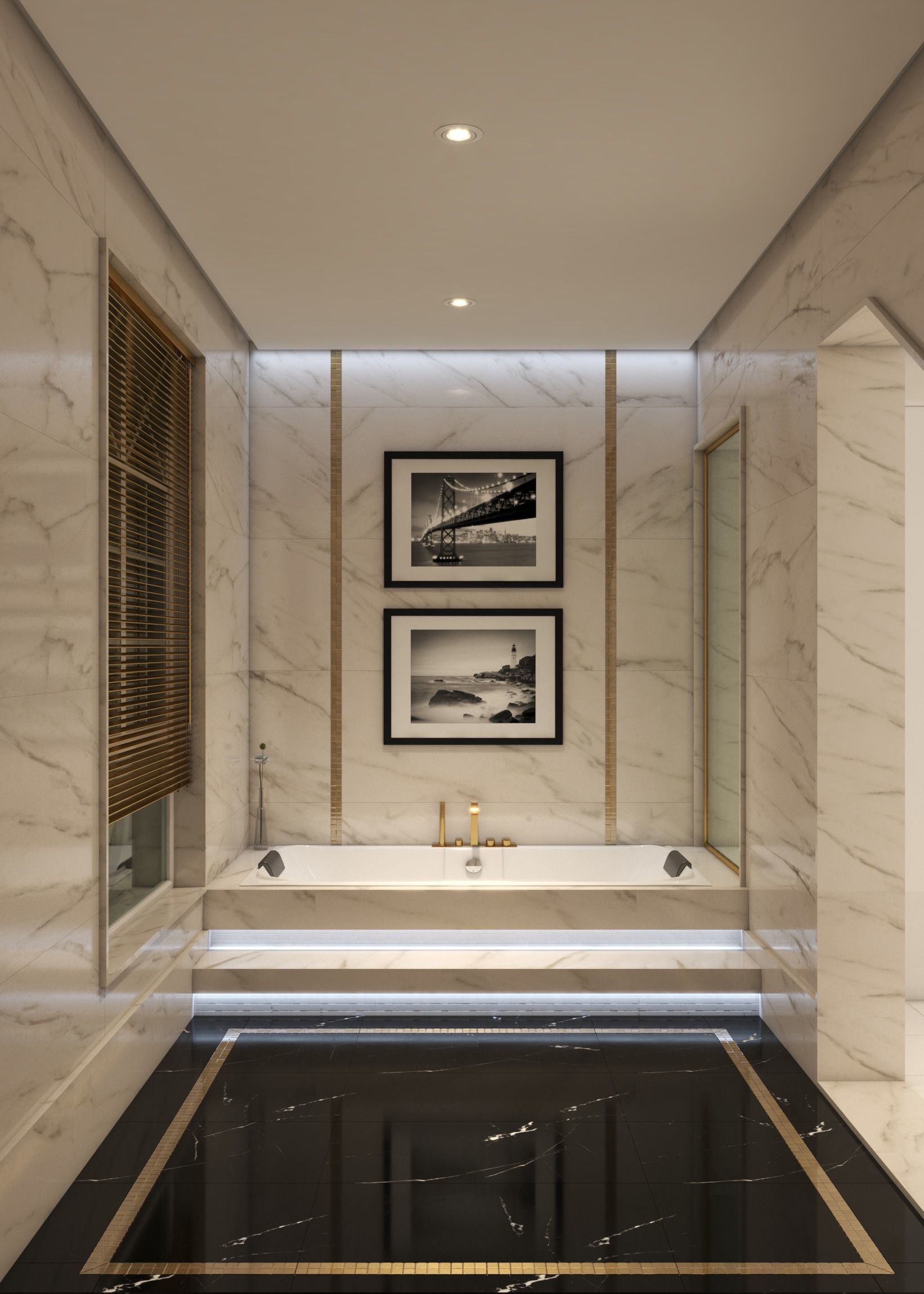 Two Modern Hotel Bathroom Low-poly 3D model_1