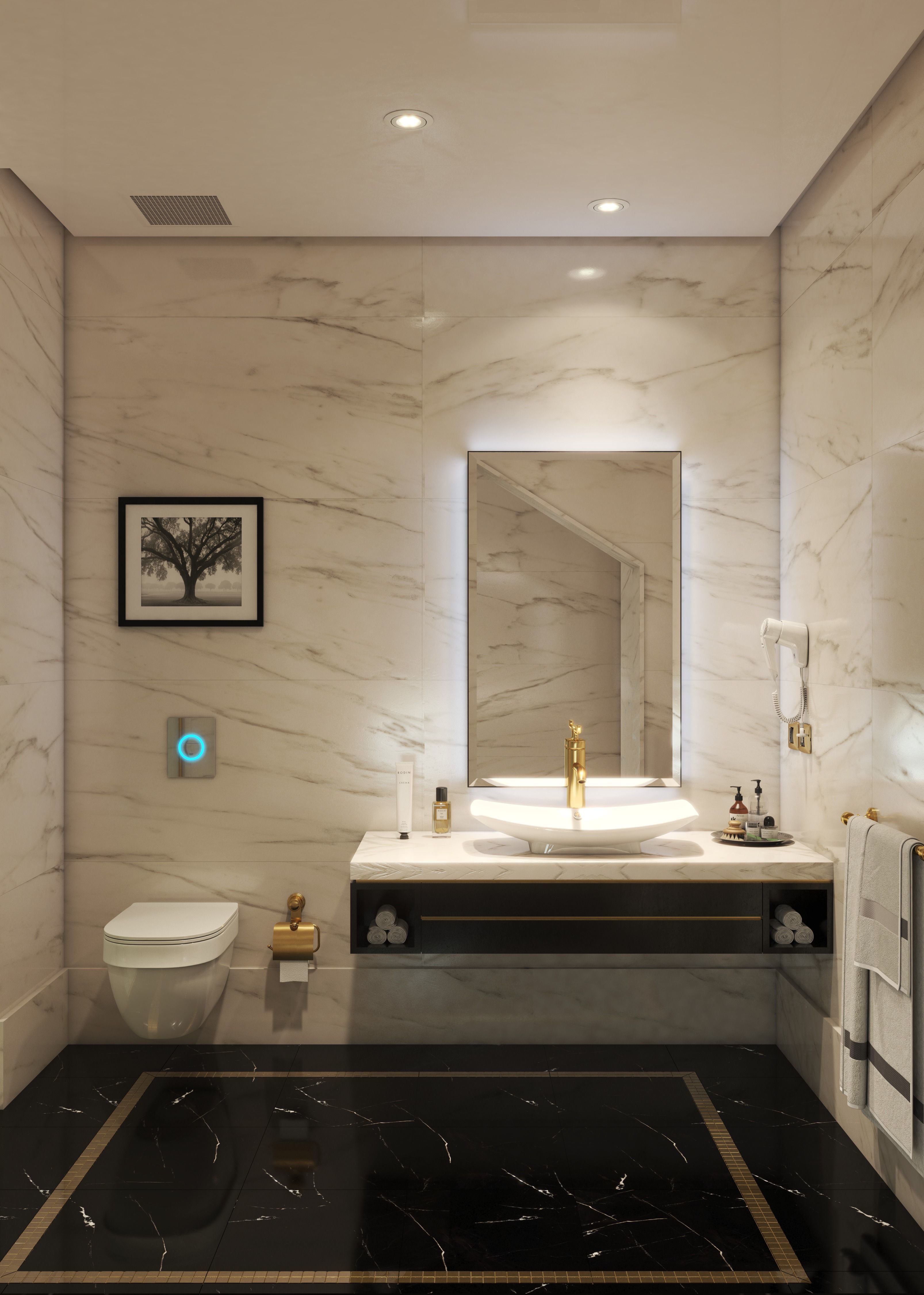 Two Modern Hotel Bathroom Low-poly 3D model_3