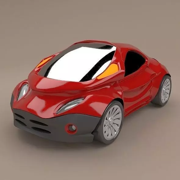 Futuristic city car concept 3D model_0