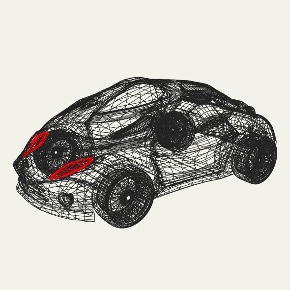 Futuristic city car concept 3D model_10