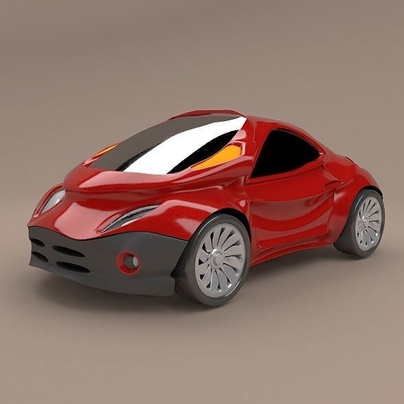 Futuristic city car concept 3D model_1
