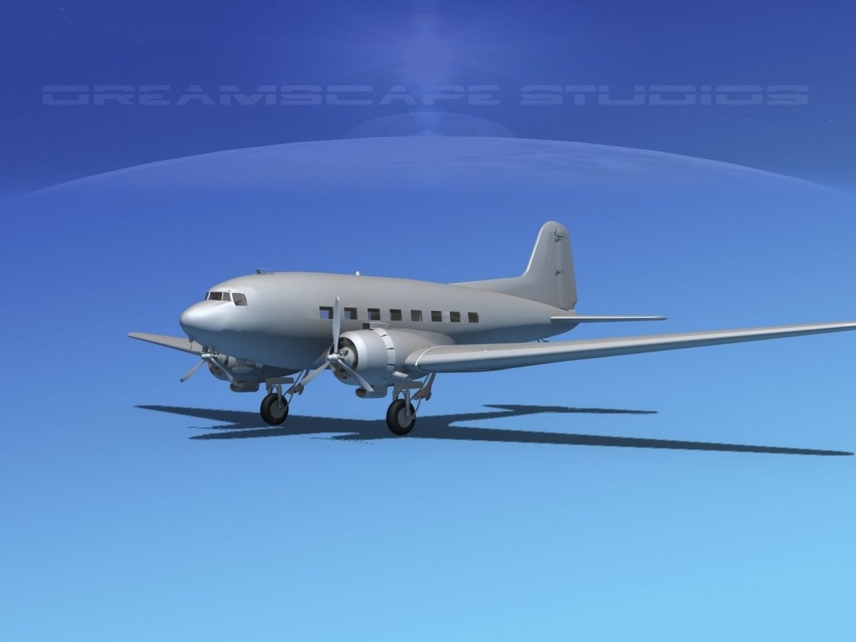 Douglas DC-3 Base Model 3D model_1
