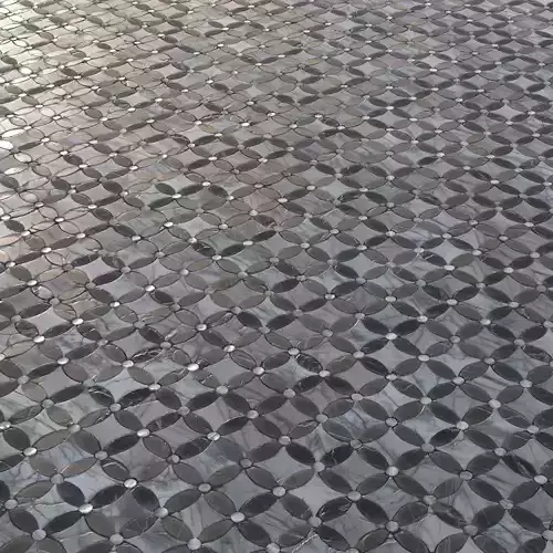 Ornamental black and white marble tiles PBR Material