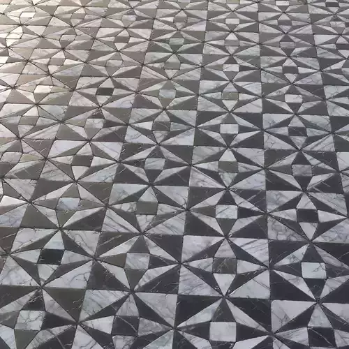 Ornamental black and white marble tiles