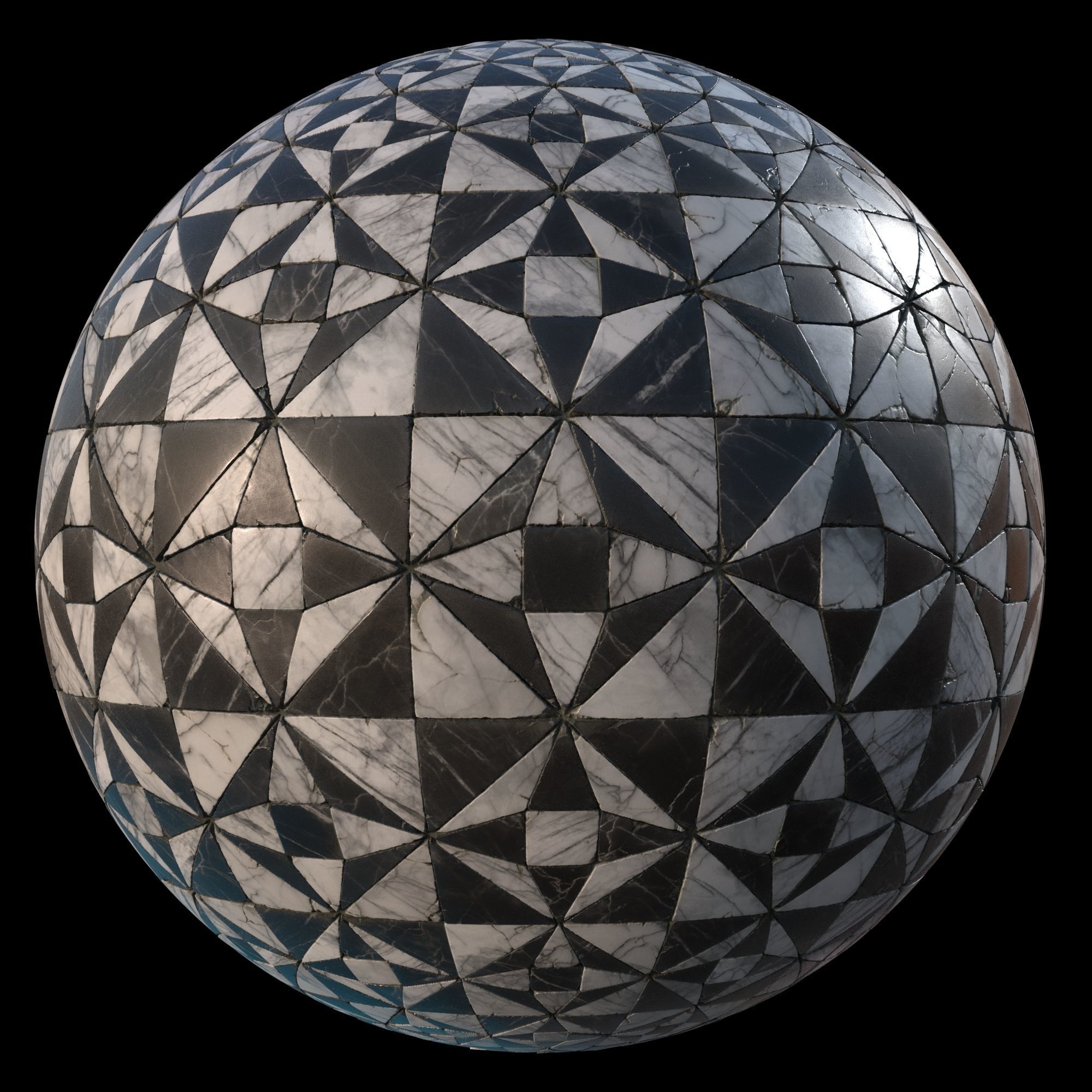 Ornamental black and white marble tiles Texture_1