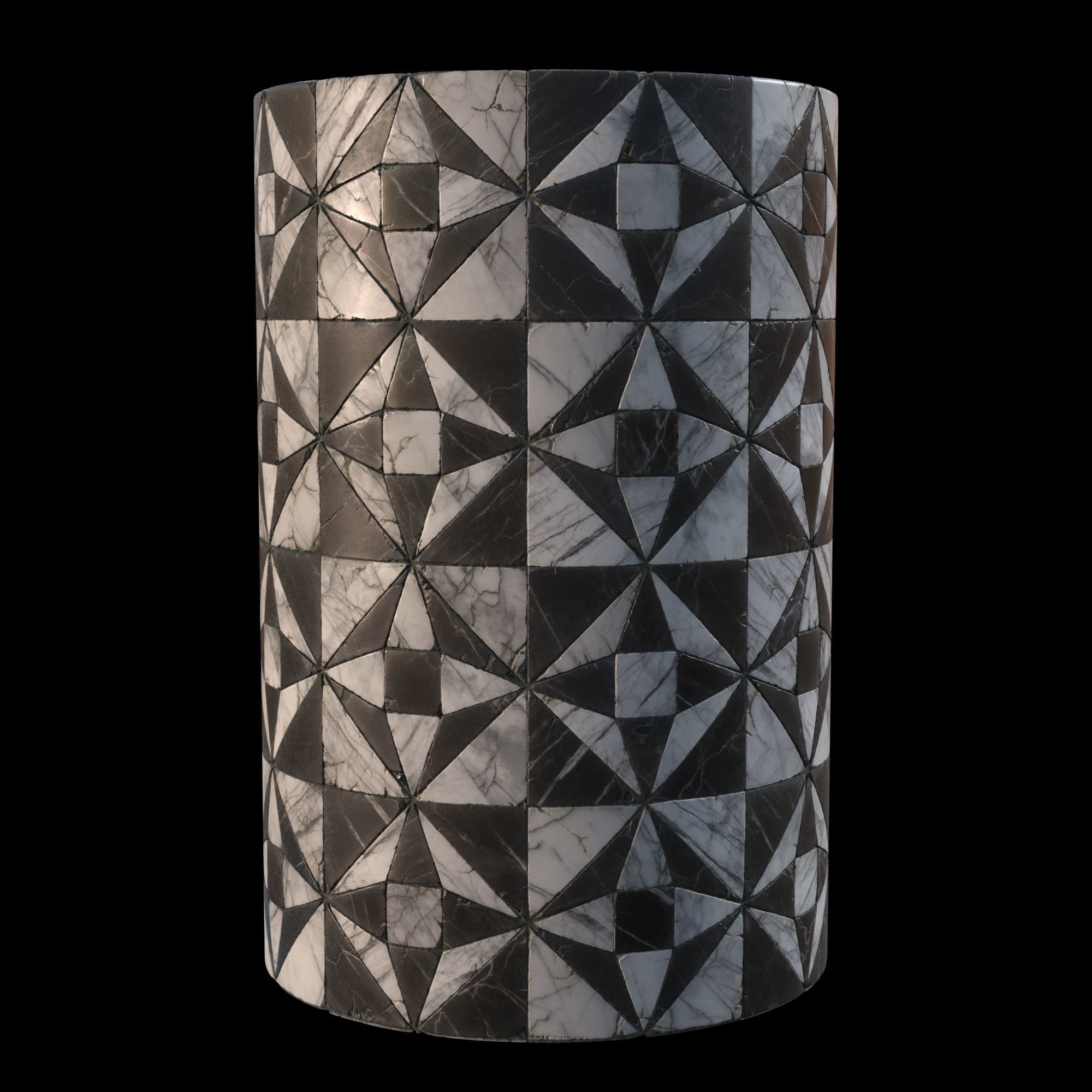Ornamental black and white marble tiles Texture_2