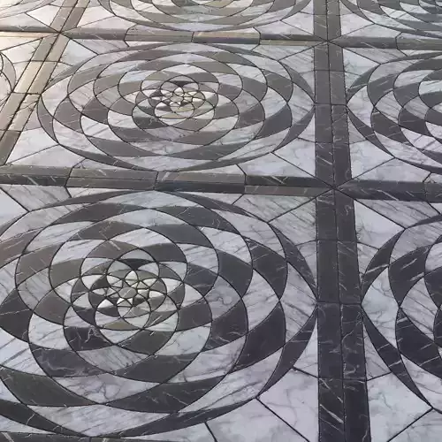 Radial ornamental marble tiles Material