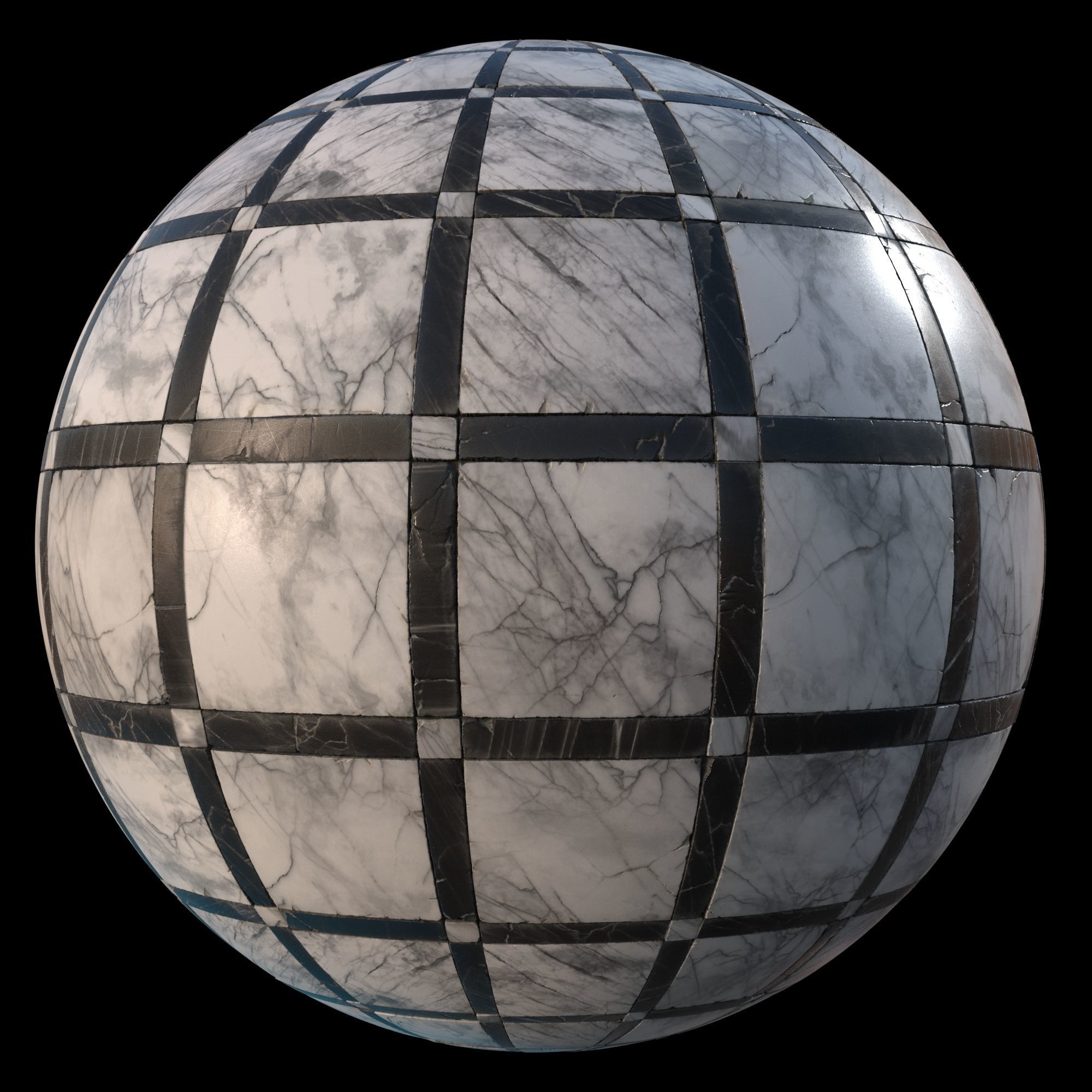 Black and white grid marble tiles Texture_1