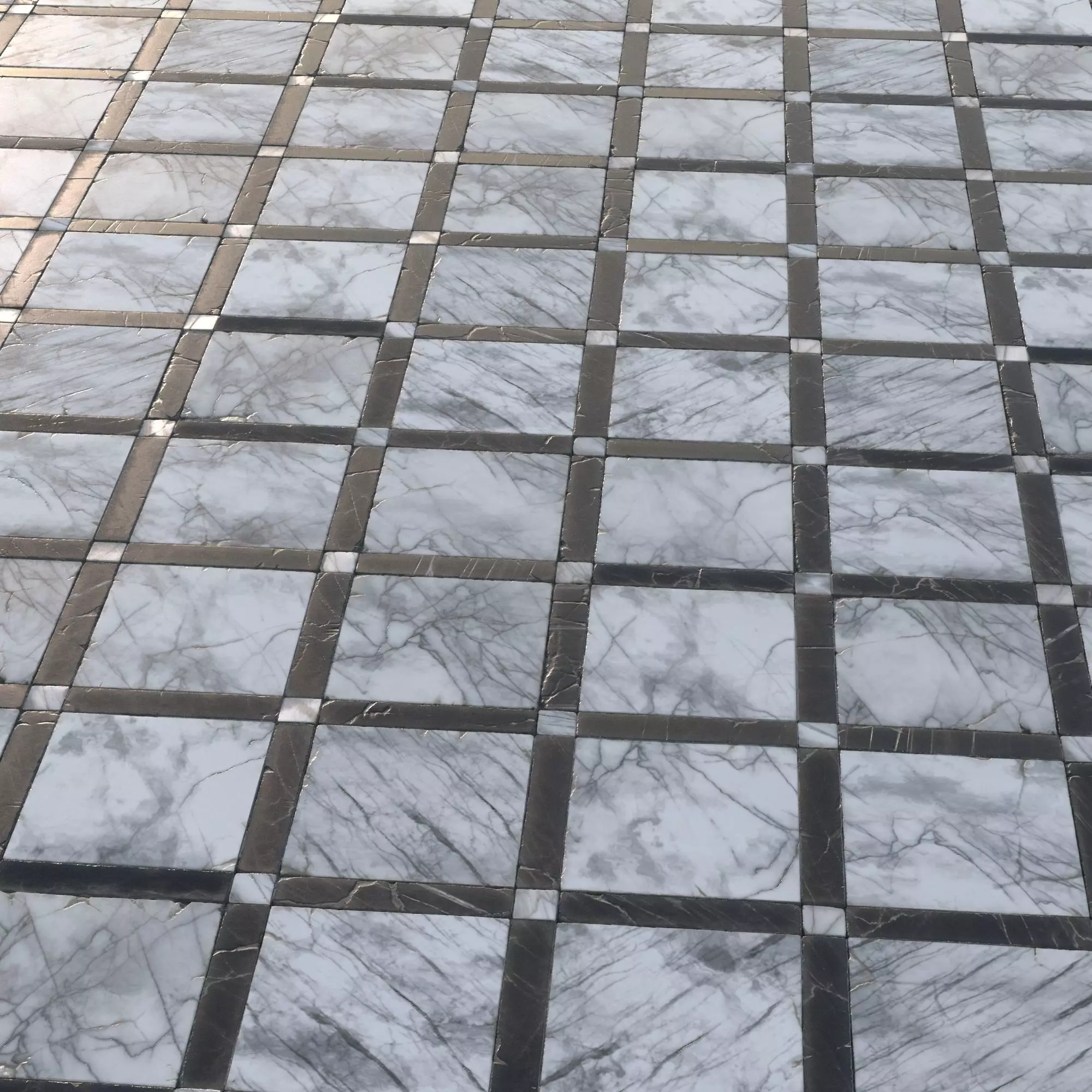 Black and white grid marble tiles Texture_0