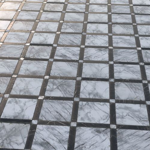 Black and white grid marble tiles Texture