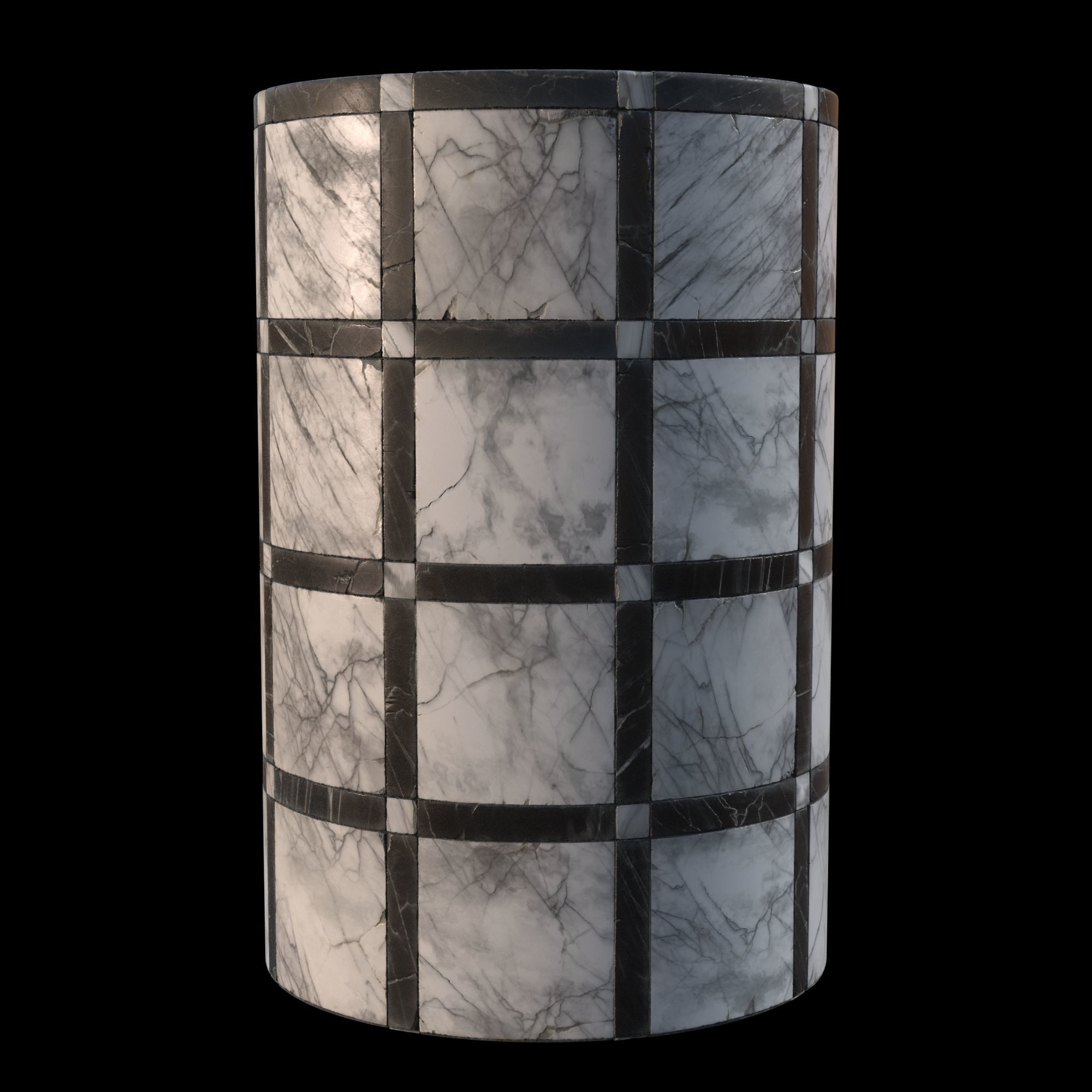 Black and white grid marble tiles Texture_2