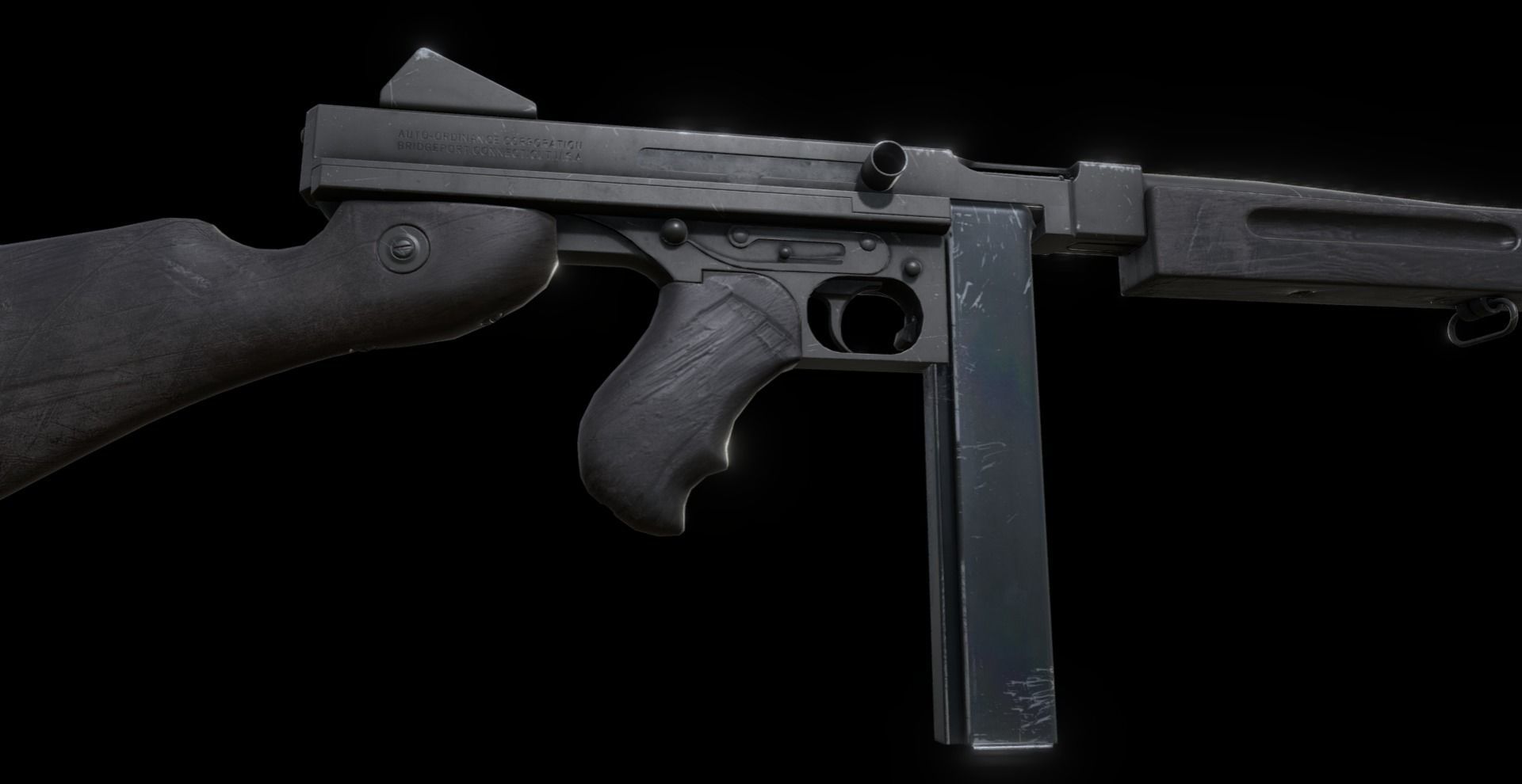 M1A1 Thompson Submachinegun Low-poly 3D model_1