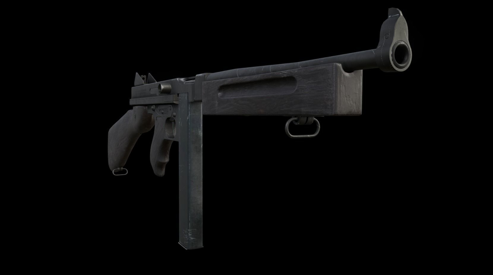 M1A1 Thompson Submachinegun Low-poly 3D model_4
