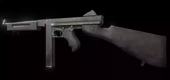 M1A1 Thompson Submachinegun Low-poly 3D model