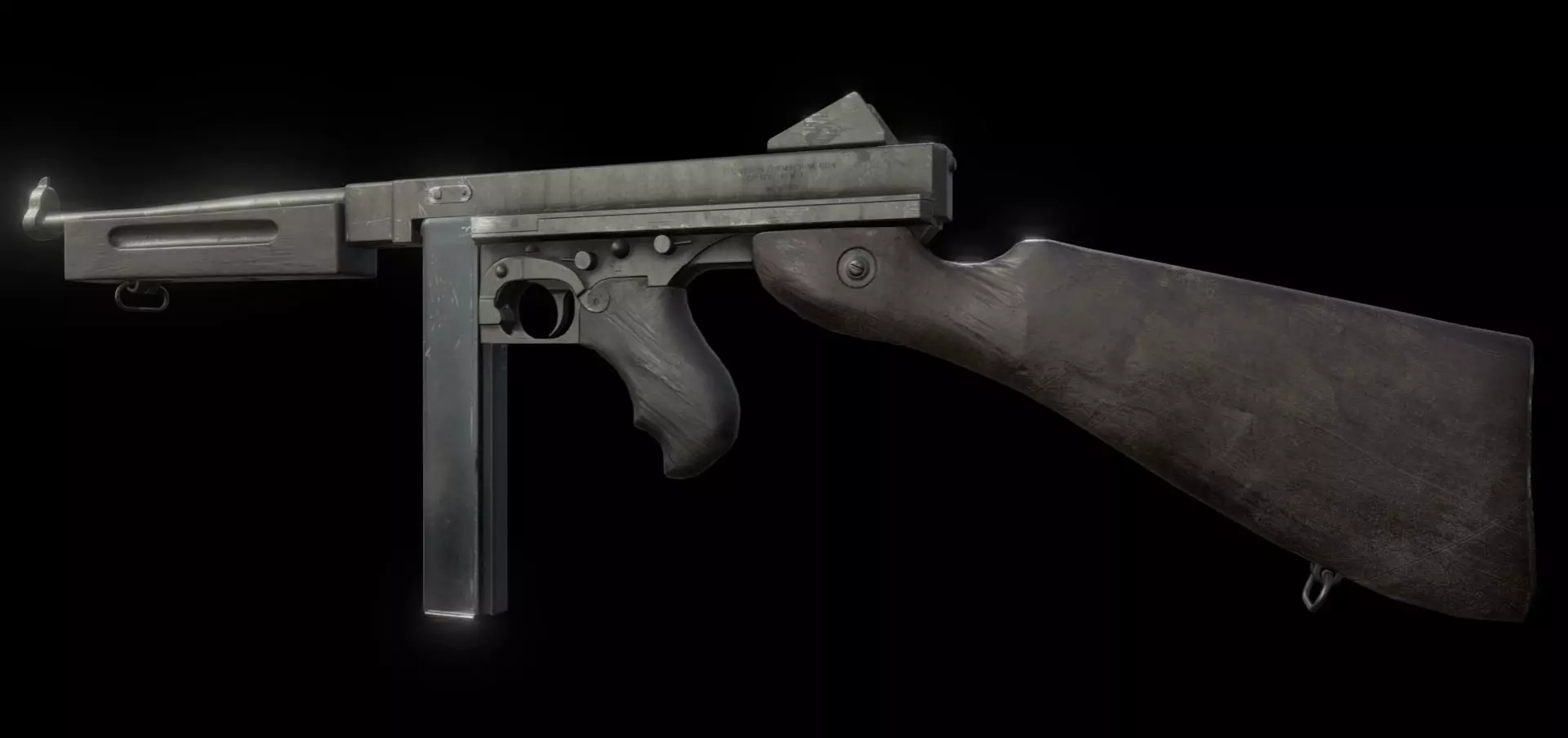M1A1 Thompson Submachinegun Low-poly 3D model_0
