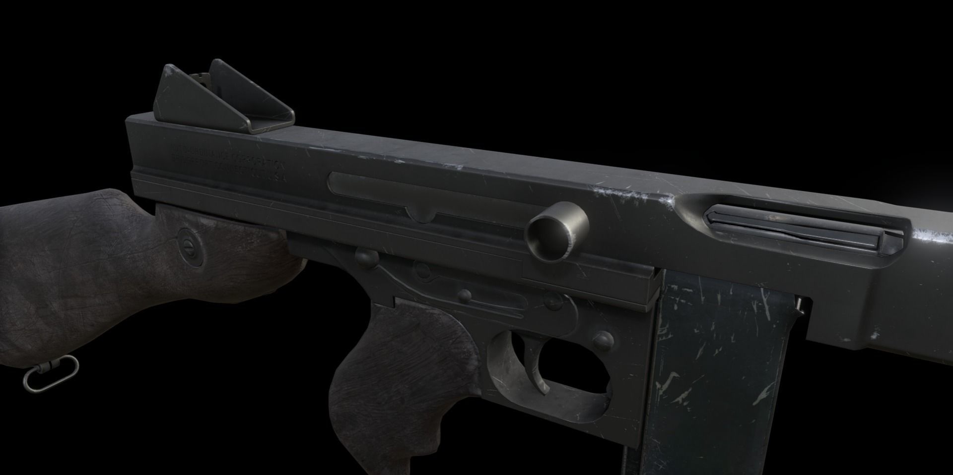 M1A1 Thompson Submachinegun Low-poly 3D model_3