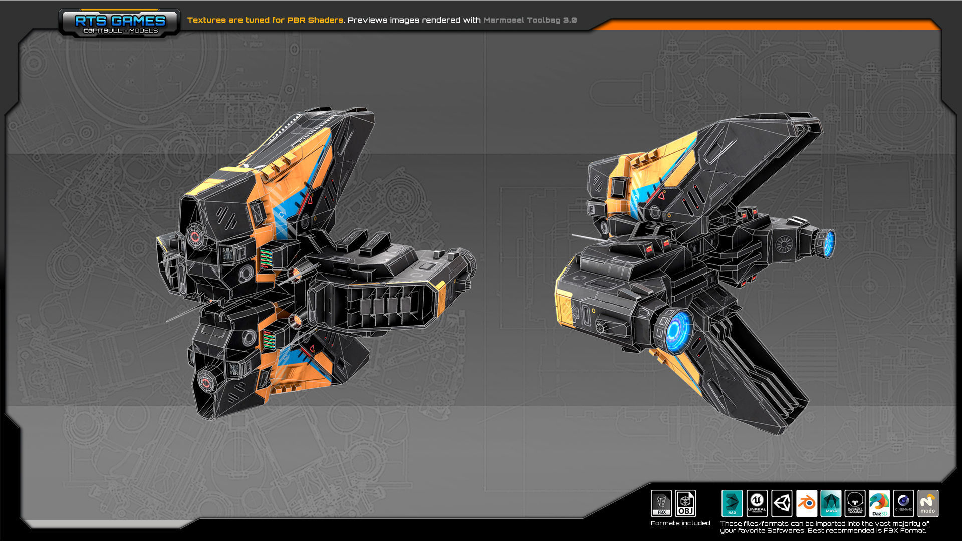 SF Heavy Drone ZR6 Low-poly 3D model_5