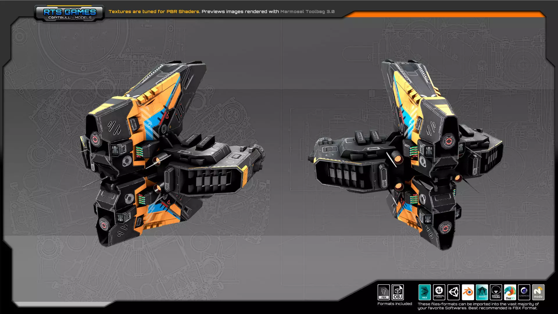 SF Heavy Drone ZR6 Low-poly 3D model_0